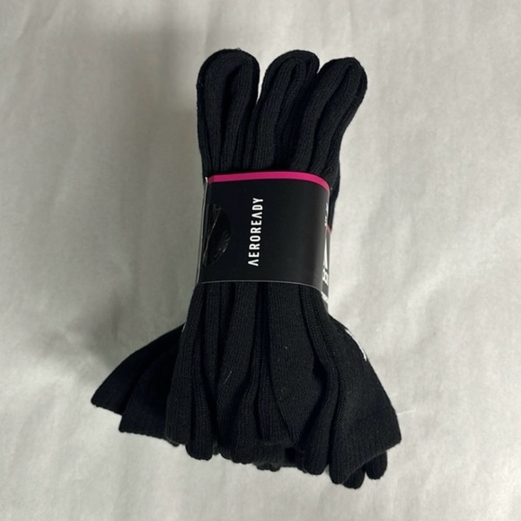New Adidas Socks Women’s 6 Pair Black Cushioned Aeroready Crew Casual Activewear - Picture 3 of 13